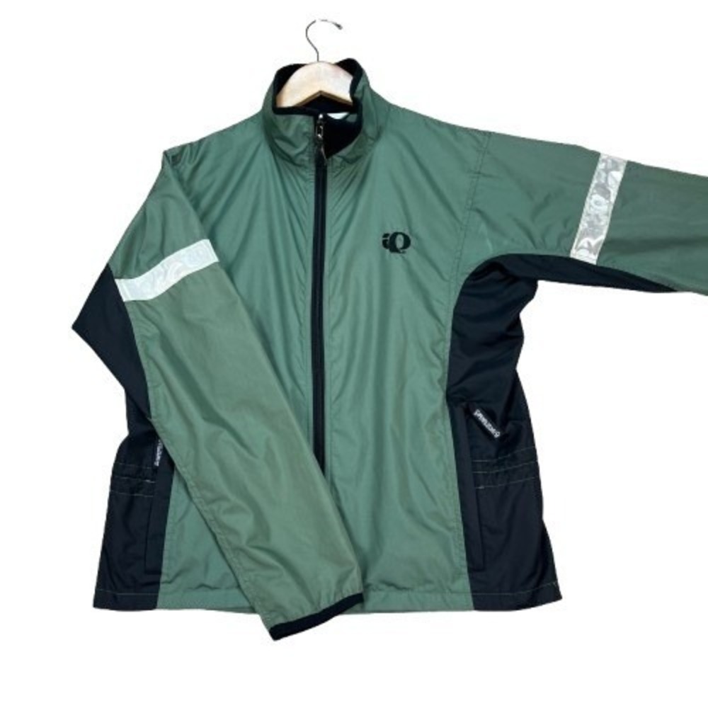 Pearl Izumi Jacket Men Small Green Black Long Sleeve Reflective Windbreaker Vent